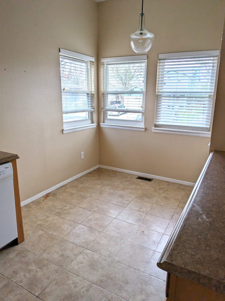 Small breakfast nook in Denver kitchen before the remodel.